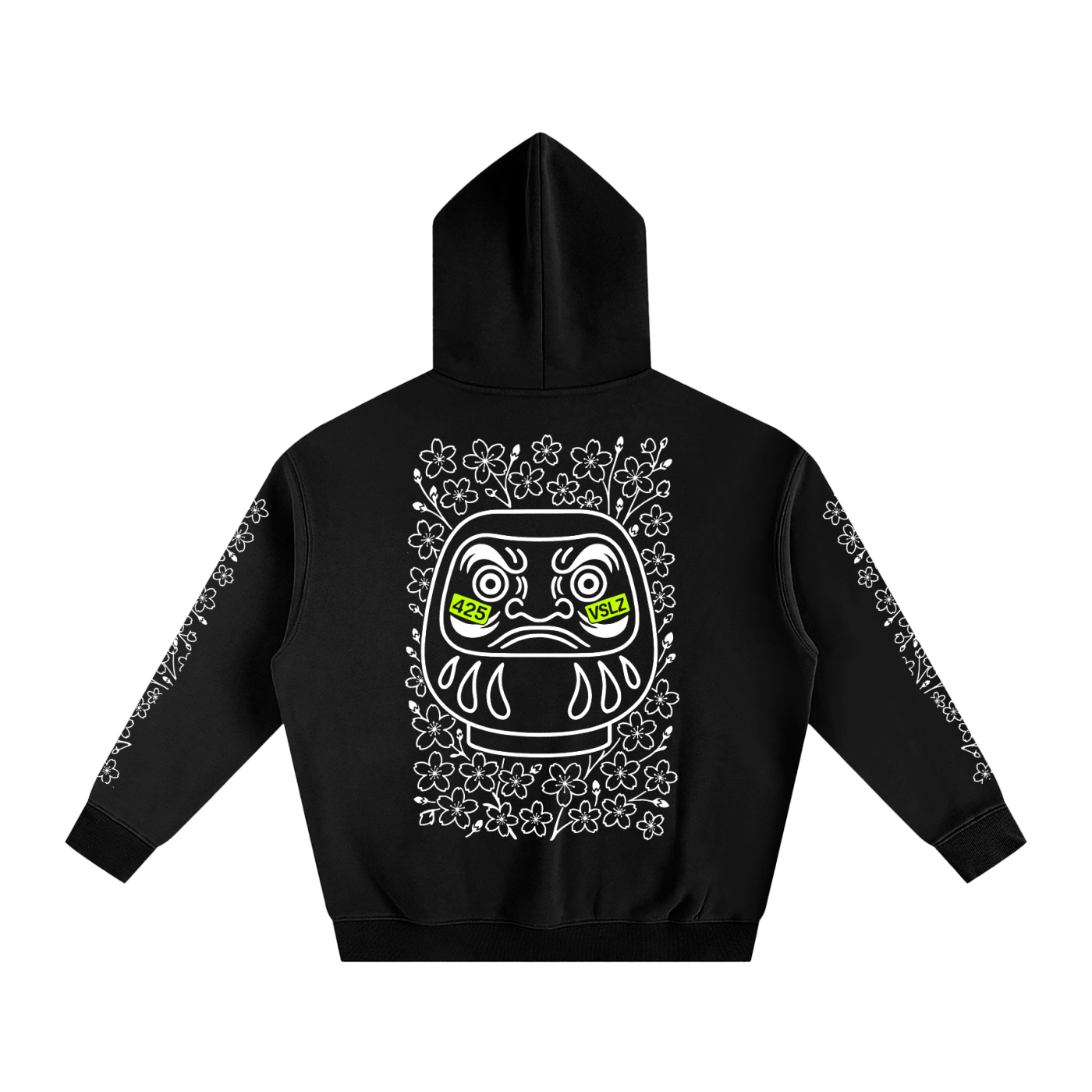 "42FIVE" x White Cherry Blossom x Daruma Doll - Oversize Fleeced Hoodie